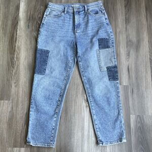 Sonoma Goods for Life Womens Patchwork Boyfriend Jeans Light Wash Blue Size 10